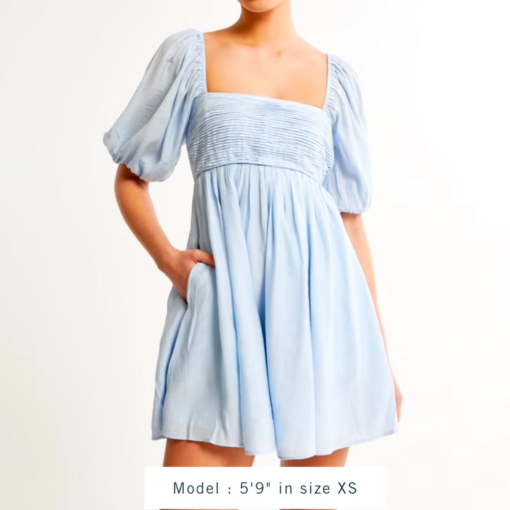 Emerson Linen-Blend Puff Sleeve Mini Dress - Abercrombie and Fitch